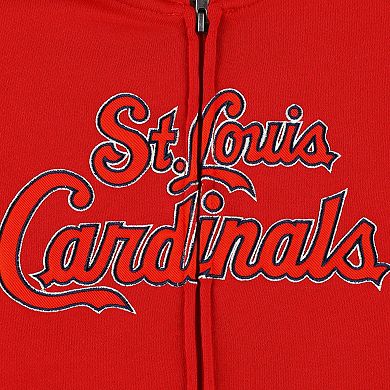 Youth Red St. Louis Cardinals Wordmark Full-Zip Fleece Hoodie