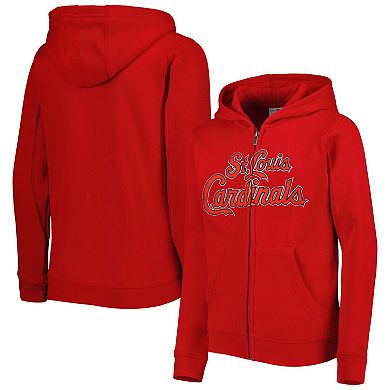 Youth Red St. Louis Cardinals Wordmark Full-Zip Fleece Hoodie
