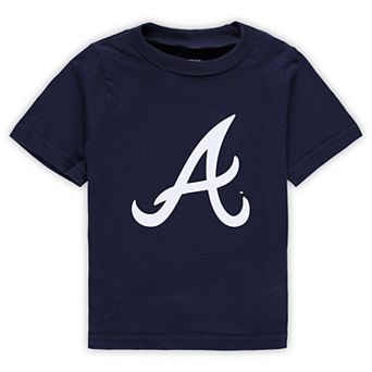 Infant Navy Atlanta Braves Team Crew Primary Logo T-Shirt