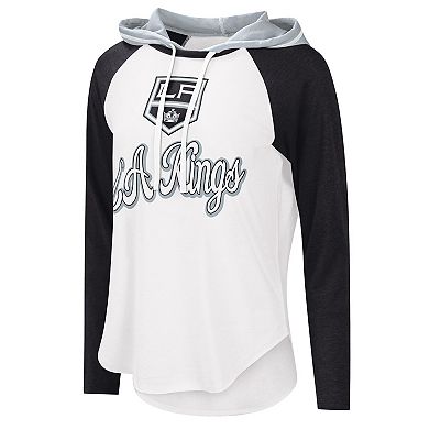 Women's Starter White/Black Los Angeles Kings MVP Raglan Hoodie T-Shirt