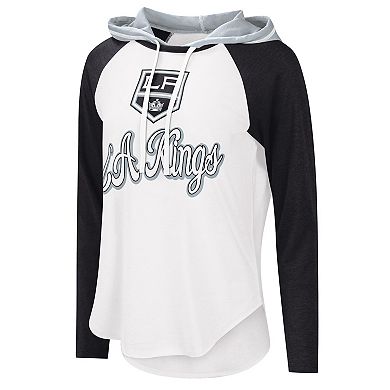 Women's G-III Sports by Carl Banks White/Black Los Angeles Kings MVP Raglan Lightweight Hooded T-Shirt