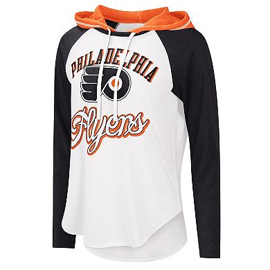 Women's G-III Sports by Carl Banks White/Black Philadelphia Flyers MVP Raglan Hoodie T-Shirt