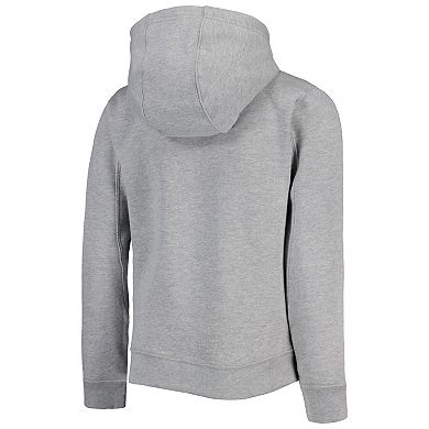 Youth Heather Gray New York Yankees Wordmark Full-Zip Fleece Hoodie