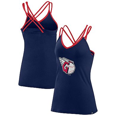 Women's Fanatics Branded Navy Cleveland Guardians Barrel It Up Cross Back V-Neck Tank Top