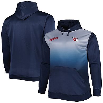 Men's Navy Cleveland Guardians Fade Sublimated Fleece Pullover Hoodie