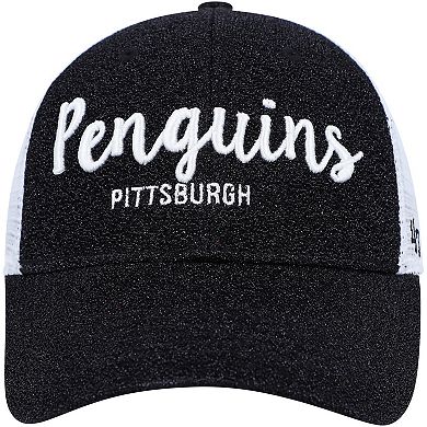Women's '47 Black/White Pittsburgh Penguins Encore MVP Trucker Snapback Hat
