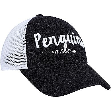 Women's '47 Black/White Pittsburgh Penguins Encore MVP Trucker Snapback Hat