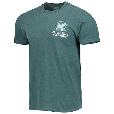 Men's Green Colorado State Rams Mascot Scenery Comfort Color T-Shirt