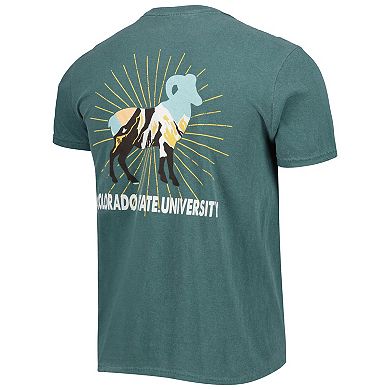 Men's Green Colorado State Rams Mascot Scenery Comfort Color T-Shirt
