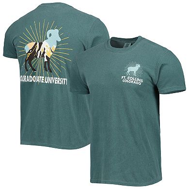 Men's Green Colorado State Rams Mascot Scenery Comfort Color T-Shirt
