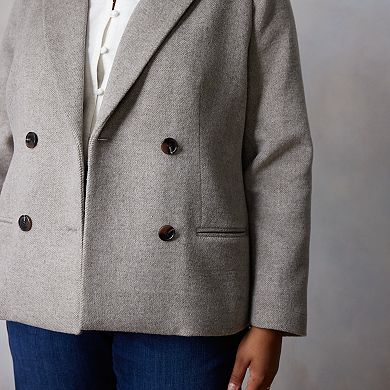 Plus Size LC Lauren Conrad Double Breasted Notch Collar Blazer