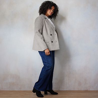 Plus Size LC Lauren Conrad Double Breasted Notch Collar Blazer
