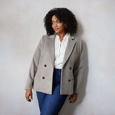 Plus Size LC Lauren Conrad Double Breasted Notch Collar Blazer