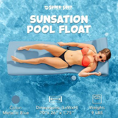 Trc Recreation Sunsation 1.75" Thick Foam Swimming Pool Float, Metallic Blue