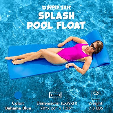 TRC Recreation Splash 1.25" Thick Foam Swimming Pool Float Mat, Bahama Blue