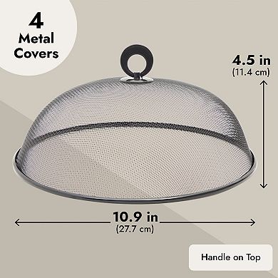 4 Pack Metal Mesh Food Cover Tent, Plate Covers, 10.9 x 4.5 Inches, Black