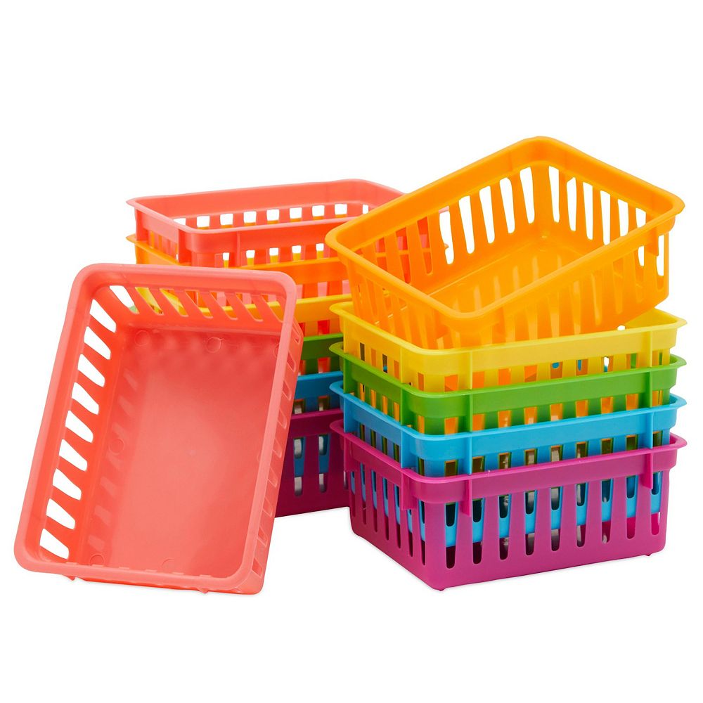 12 Pack Small Colorful Plastic Classroom Storage Baskets (6.1 x 4.8 In) image.