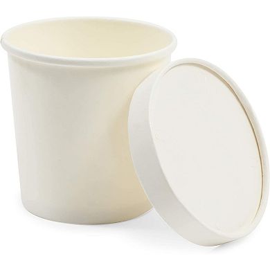 White Disposable Soup Containers with Lids for To-Go Food (16 oz, 36 Pack)