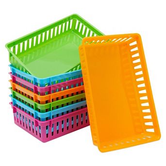 8 Pack Plastic Pen & Pencil Baskets Trays for Classroom Organizer Storage