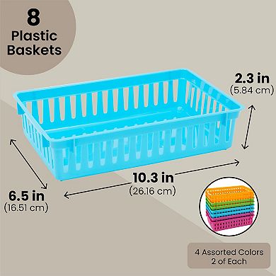 8 Pack Plastic Pen & Pencil Baskets Trays for Classroom Organizer Storage