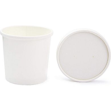 50-Pack 12 oz Disposable Soup Containers with Lids - To Go Paper Bowls (White)