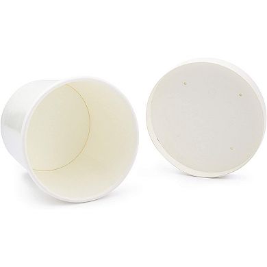50-Pack 12 oz Disposable Soup Containers with Lids - To Go Paper Bowls (White)