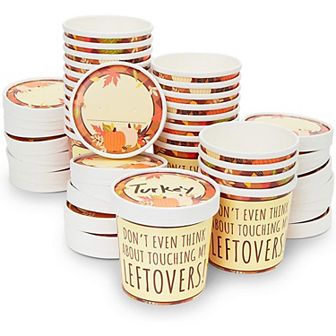 24 pc Thanksgiving Leftover Containers with Lids for Fall Party Supplies (12 oz)