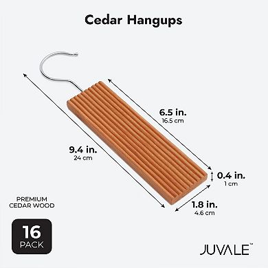 Juvale Cedar Hang Ups, Cedarwood Closet, Storage and Drawer Fresheners (16 Pack)