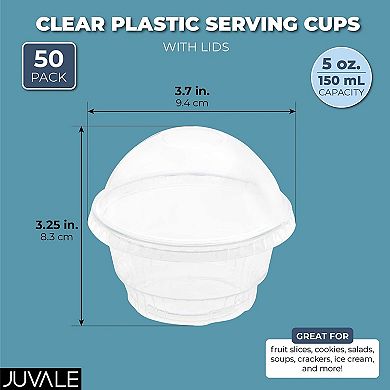 50-pack 5 Oz Plastic Dessert Cups With Lids, Clear Cups With Dome Lids
