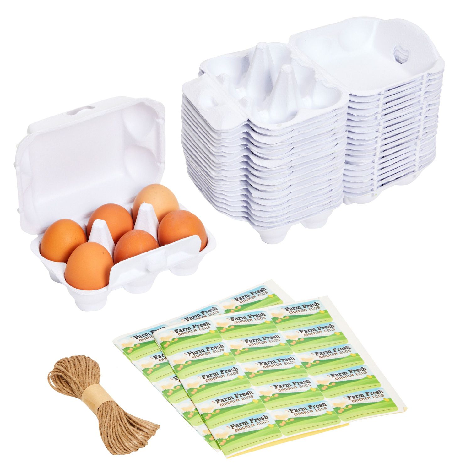White Ceramic Egg Trays for Half Dozen Chicken Eggs, Countertop Egg Holder  (2 Pack)