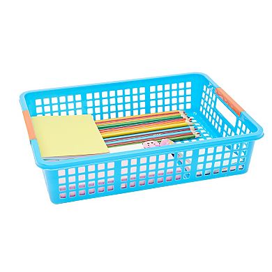 6 Pack Colorful Bins for Classroom Organization for Paper, Homework, 13.5 x 10"