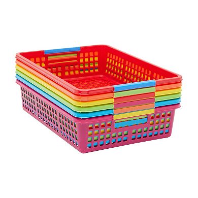 6 Pack Colorful Bins for Classroom Organization for Paper, Homework, 13.5 x 10"