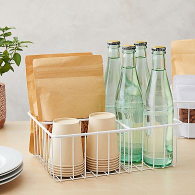 2 Pack White Wire Basket for Organizing Storage Pantry Food Container 10x8x3.7”