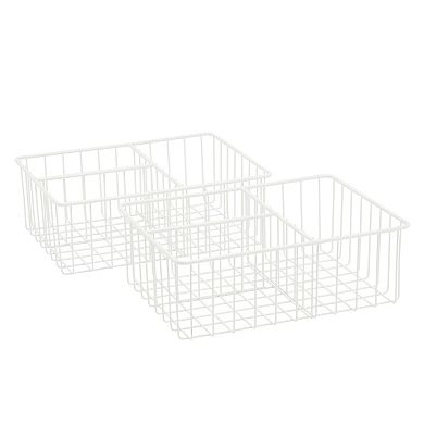 2 Pack White Wire Basket for Organizing Storage Pantry Food Container 10x8x3.7”