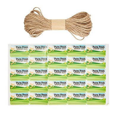 18 Pack Dozen Paper Egg Cartons for Chicken Eggs with Jute String, Labels, Brown