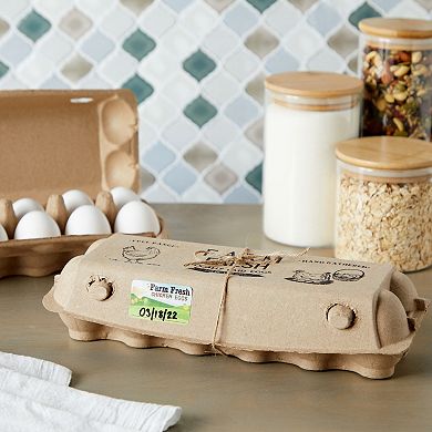 18 Pack Dozen Paper Egg Cartons for Chicken Eggs with Jute String, Labels, Brown