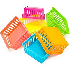 Farmlyn Creek 4 Pack Small Plastic Storage Baskets Bins with Handles for  Bathroom, Laundry Room & Closet Organization, Black