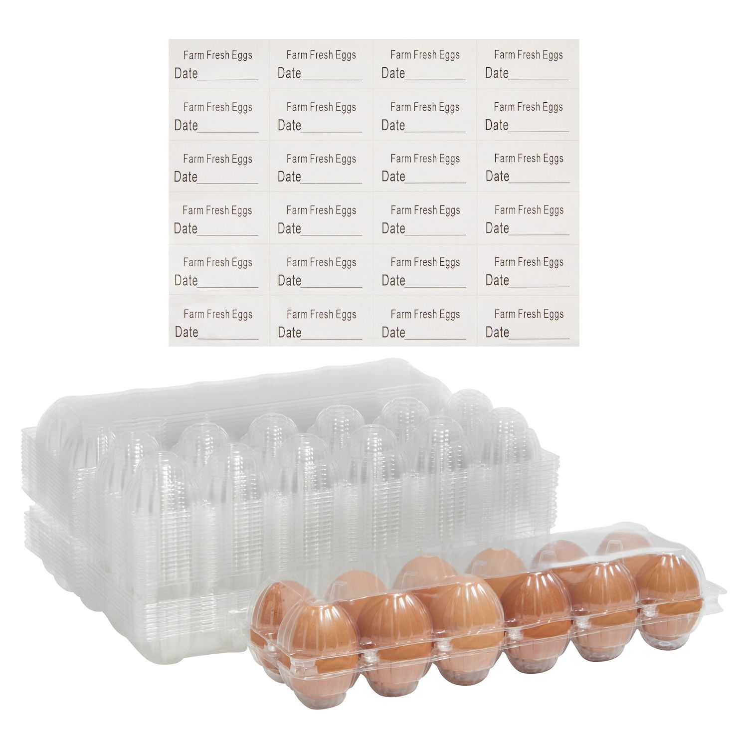 Okuna Outpost 20 Pack Brown Half Dozen Paper Egg Cartons with 25 Labels