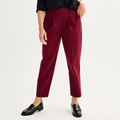 Women's High-Rise Regular Fit Tapered Ankle Knit Pants - A New Day Burgundy  L