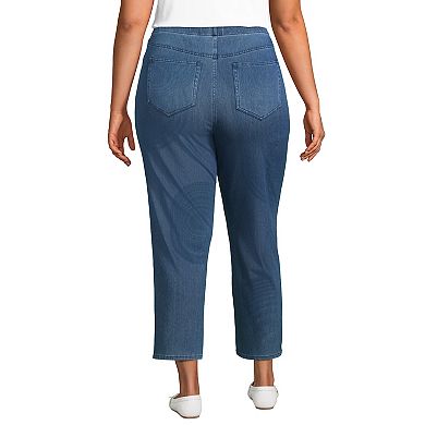 Plus Size Lands' End High Rise Pull On Denim Crop Pants