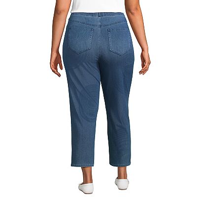 Plus Size Lands End High Rise Pull On Denim Crop Pants