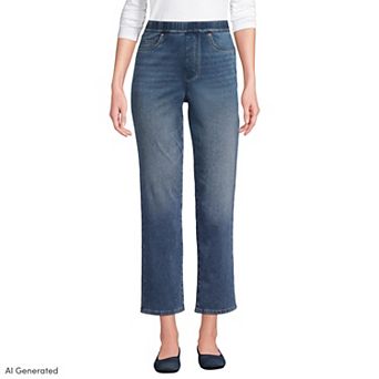 Petite Lands' End High Rise Pull On Denim Crop Pants