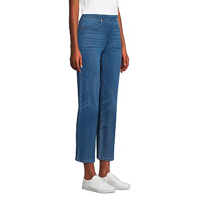 Women's Tall Lands' End High Rise Pull On Denim Crop Jeans