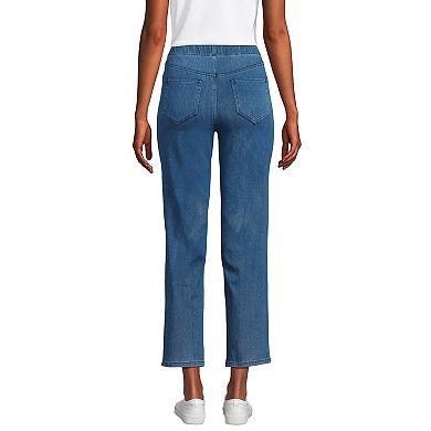 Women's Tall Lands' End High Rise Pull On Denim Crop Jeans
