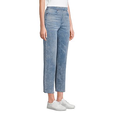 Women's Lands' End High Rise Pull On Denim Crop Jeans
