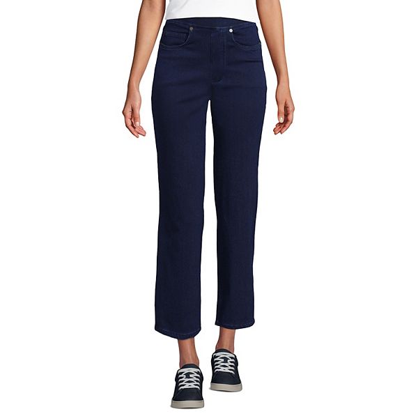 Women's Lands' End High Rise Pull On Denim Crop Pants