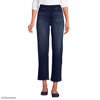 Women's Lands' End High Rise Pull On Denim Crop Pants