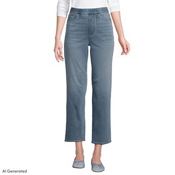 Women's Lands' End High Rise Pull On Denim Crop Pants
