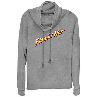 Juniors' Cheetos Flamin' Hot Cowlneck Graphic Lightweight Long Sleeve