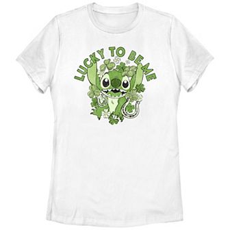 Disney's Lilo & Stitch Juniors' St. Patrick's Day "Lucky To Be Me" Graphic Tee